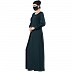 Casual dress abaya with Cuff- Bottle Green